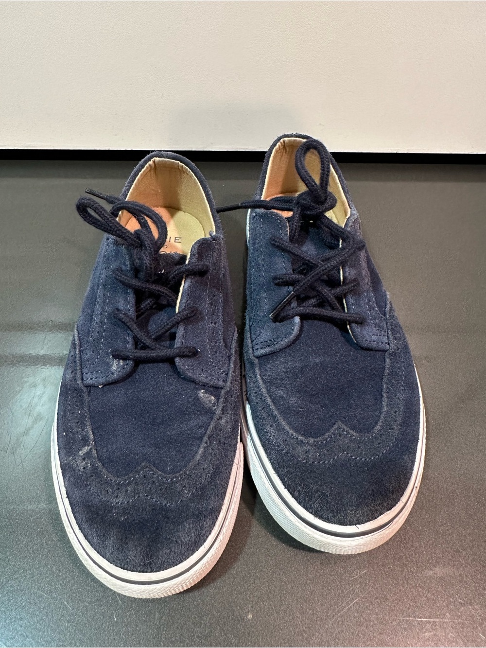 Janie and Jack Navy Suede Lace-Up Boys Oxfords Size 13